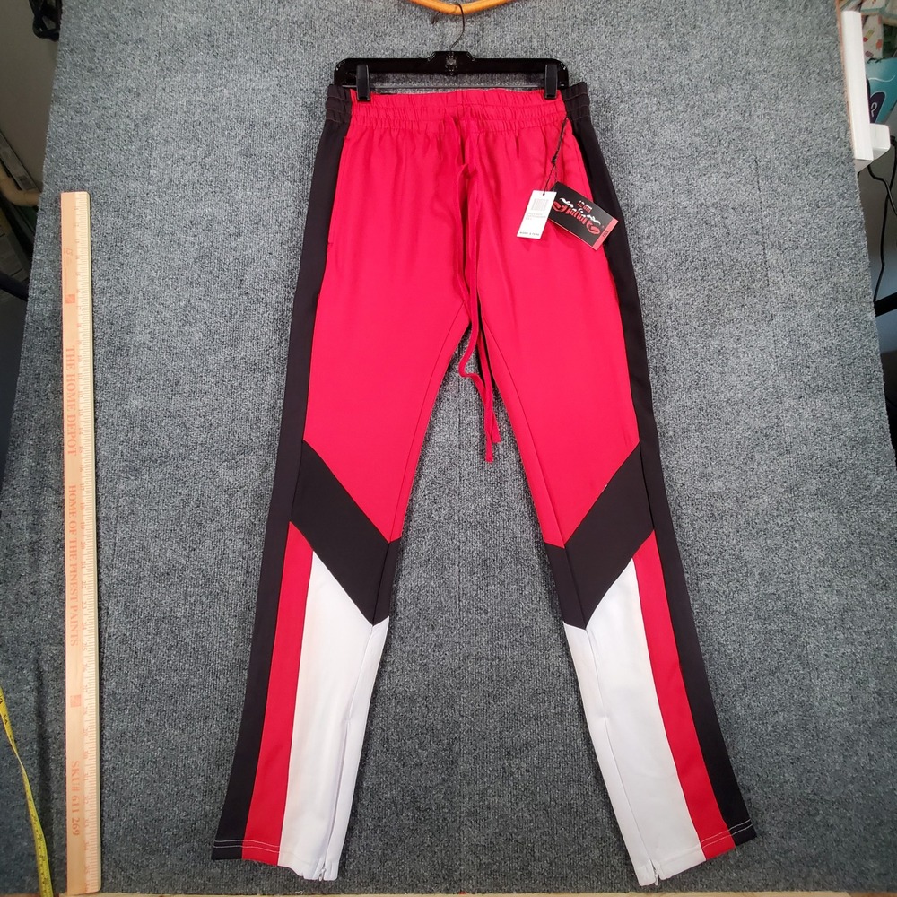 12am Nation Track Pants Mens L 89213 Red Tech Colorblock NEW